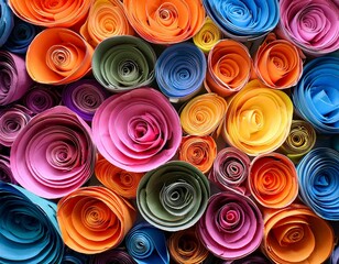 Wall Mural - Backdrop of colorful paper roses