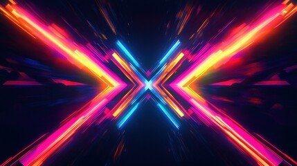 Wall Mural - Abstract Neon Light Tunnel