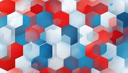 Wall Mural - Vibrant Abstract Geometric Pattern with Multicolored Hexagonal Shapes in Red, White, and Blue