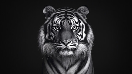 Majestic Tiger Portrait in Black and White