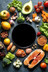 Wall Mural - keto diet foods and times top view. Selective focus