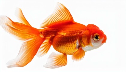 Goldfish or Carassius auratus isolated on white background