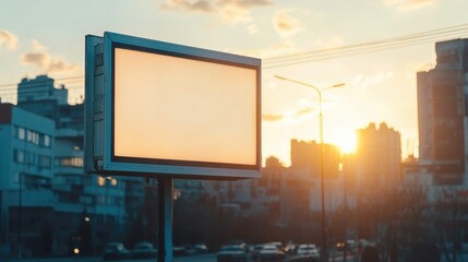 mockup of a billboard on a modern city street, with copy space, for your text and product advertising