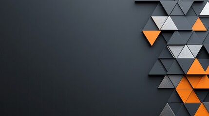 Poster - Abstract geometric design featuring triangles in various colors on a dark background, perfect for modern decor or digital media.