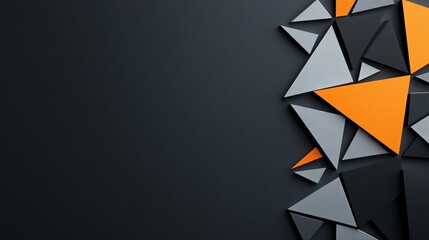 Poster - Abstract geometric shapes in shades of gray and orange create a striking modern background for design use.