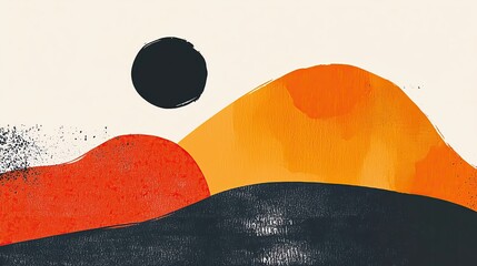 Poster - A vibrant abstract landscape featuring bold colors and shapes, evoking a sense of tranquility and creativity.