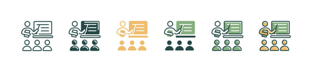 Aufkleber - workshop classroom training lecture icon coaching human resource development signs vector seminar skills education symbol illustration