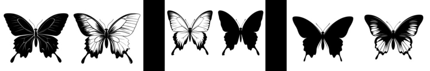 Wall Mural - Silhouette icon of a butterfly. Black animal icon. Silhouette icon of a butterfly.