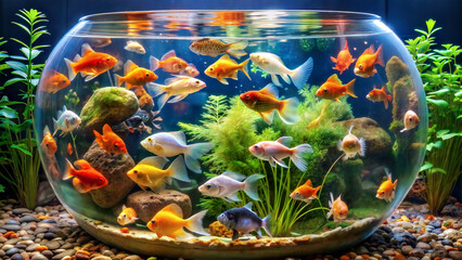 Decorative aquarium with colorful fish