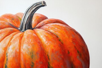 Sticker - Close-up Oil Painting of a Ripe Orange Pumpkin