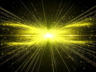 Aufkleber - A stunning eruption of yellow particles radiates outward, illuminating the darkness with a bright glow. The dynamic energy captures a sense of movement and vitality.