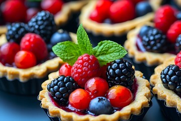 Wall Mural - Close Up of Delicious Berry Tarts