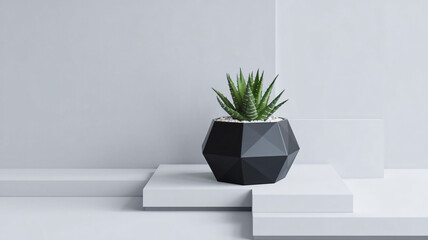 A photo of an aloe vera plant in a white pot on a white background