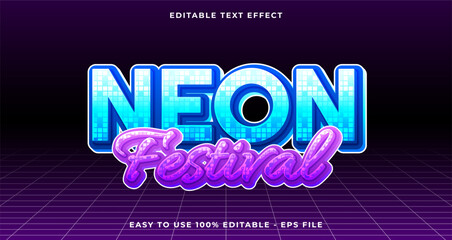 Poster - neon festival typography premium editable text effect, 3D glow text