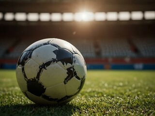 Soccer ball ready for a game on the field.