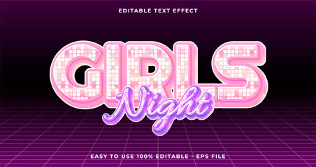 Poster - girls night typography premium editable text effect, 3D glow text