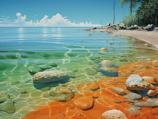 Wall Mural - Extraordinary Scenic view of beach against blue sky