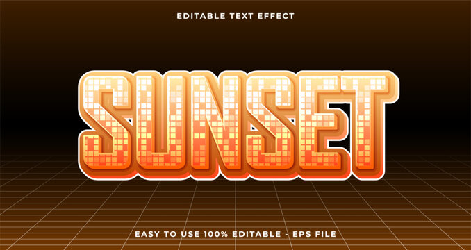 sunset typography premium editable text effect, 3D glow text