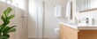 © Photography09 - Neutral-toned bathroom with frameless glass shower and wooden vanity, minimalist bathroom aesthetic, clean simplicity