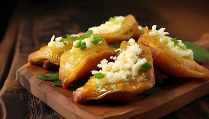 Wall Mural - Delicious Brazilian coxinha filled with savory dried meat and creamy cheddar cheese