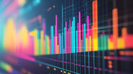 Aufkleber - A detailed financial bar chart on a computer screen, displaying various data points and trends with vibrant colors and a modern, clean design.