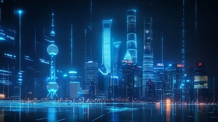 Blueprint of a Connected World: Merging Digital Networks with the Urban Landscape in a Futuristic Vision