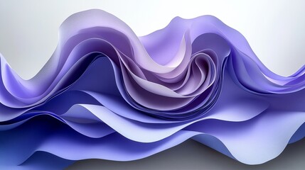 Wall Mural - Abstract Wavy Paper Form In Shades Of Lavender And Periwinkle Blue