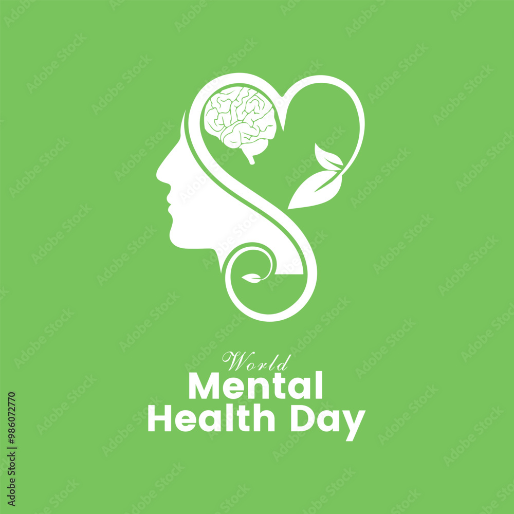 World Mental Health Day logo vector illustration creative banner poster ...