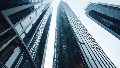 Canvas Print - futuristic skyline showcasing sleek skyscrapers with geometric precision and innovative design