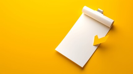 Wall Mural - Minimalistic 3D Icon of a Checklist with Stacked White Boxes and Check Marks on a Yellow Background