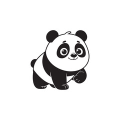 Canvas Print - Cute Animal Panda - Line Art Vector Illustration for Kids.