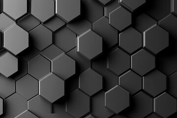 Poster - Modern black hexagonal pattern, ideal for backgrounds, wallpapers, or graphic design projects, showcasing geometric elegance.