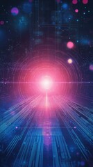 Poster - Vibrant abstract background featuring bright neon light and colorful bokeh effects, ideal for technology and creativity themes.