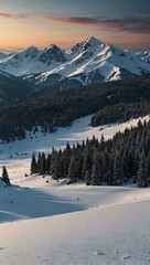 Canvas Print - Winter mountain landscape.