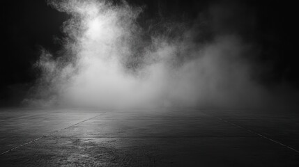 Wall Mural - dark tiled floor with white smoke floating above.