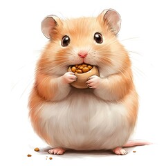 Poster - A chubby hamster with big cheeks full of food