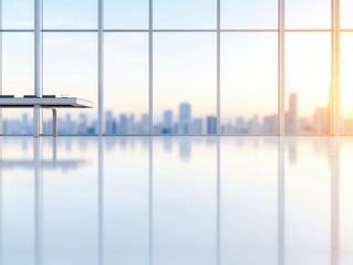 Poster - Office Window with City Skyline View.