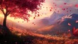 © Adobe Contributor - Beautiful Autumn Landscape with Mountain Range and Falling Leaves
