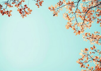 Wall Mural - Autumn Leaves Against Blue Sky