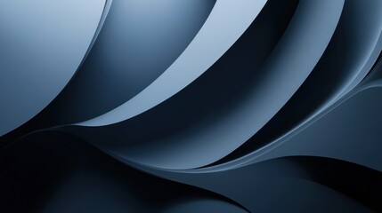 Poster - abstract dark blue background with curved lines.