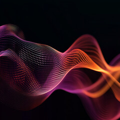 Poster - Dynamic and colorful music wave lines move gracefully across dark background, creating mesmerizing visual effect that evokes sense of rhythm and energy