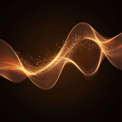 Poster - Elegant sound waves flow gracefully, representing music with shimmering golden tones against dark background, creating captivating visual experience