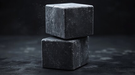 Poster - Two black cubes with a lot of dust on them