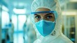 © Suphawan - A health worker in a biohazard safety uniform inside a laboratory, preparing to handle dangerous materials.