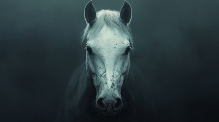 Wall Mural - A horse with a black mane and a white face