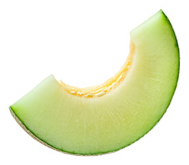 Wall Mural - Freshly cut green melon slice with soft interior isolated on transparent background