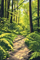 Poster - Forest Path With Lush Green Foliage