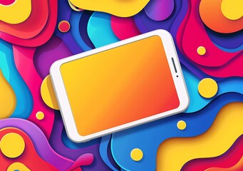 Abstract Colorful Background With Tablet Mockup