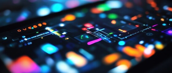 Poster - Abstract digital interface with vibrant colors and patterns.