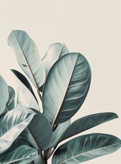 Poster - Green Leaves On White Background